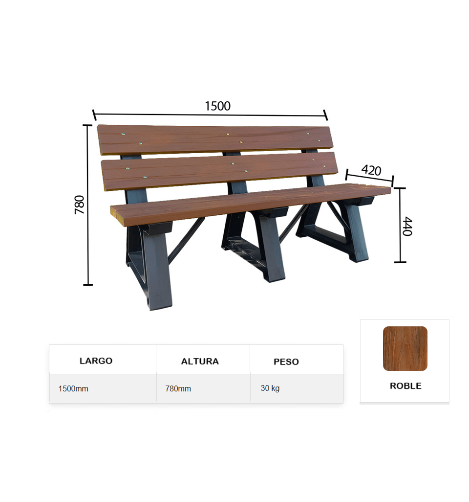 Banco urbano de madera Plástica